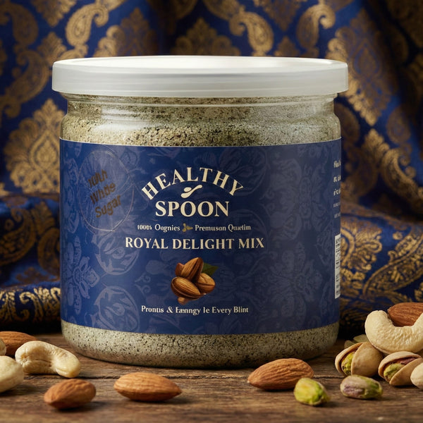 Royal Delight Mix by Delicious Bite Wholesome and Nutritional Healthy Breakfast & Evening Craving Almonds, Saffron & Desi Ghee Energy Blend - 400g